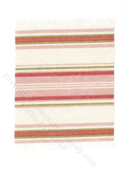 (image for) Miniature White/Pink/Green Striped Rug for Dollhouses