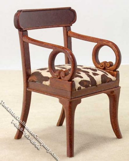 (image for) Miniature Walnut Armchair for Dollhouses