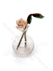 (image for) Miniature Rose in a Glass Vase for Dollhouses