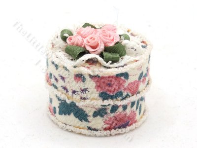 (image for) Miniature Vintage Floral Cloth Hat Box
