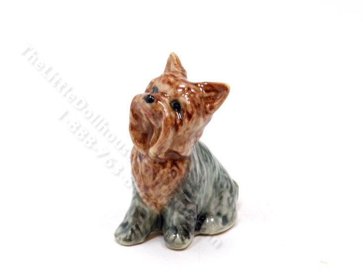 (image for) Miniature Porcelain Yorkshire Terrier Dog for Dollhouses