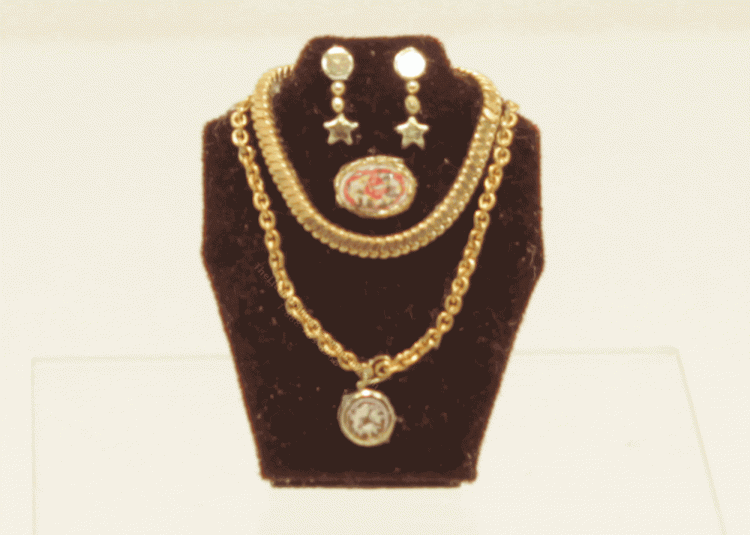 (image for) Miniature Gold Jewelry Set with Oval Brooch by Judith Blondell