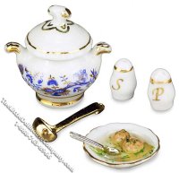 (image for) Miniature Liver Dumpling Soup Set for Dollhouses