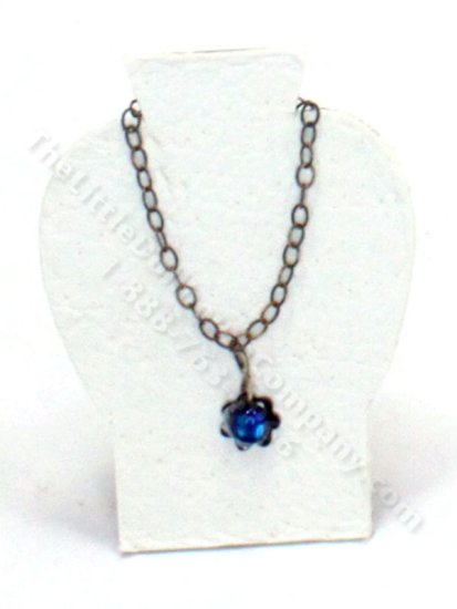 (image for) Handmade Miniature Blue Crystal Pendant Necklace for Dollhouses