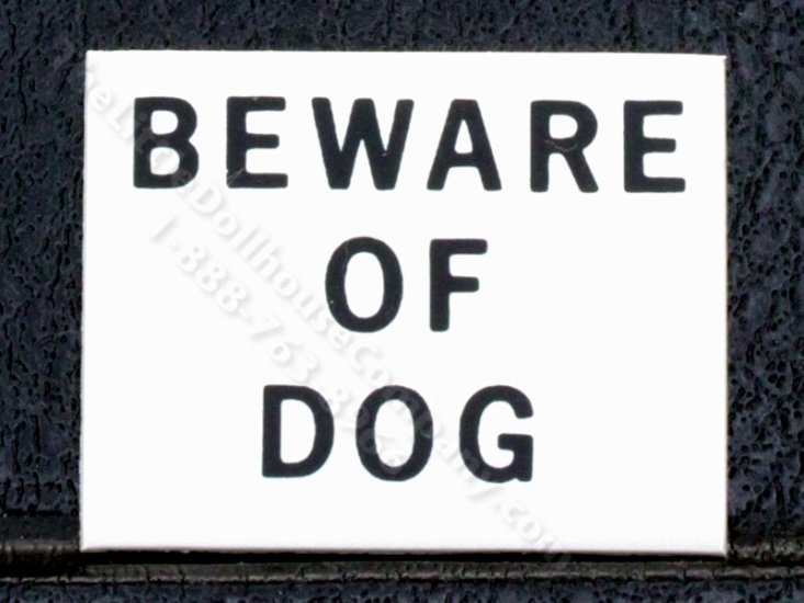 (image for) Miniature "Beware of Dog" Sign for Dollhouses
