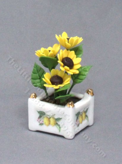 (image for) Porcelain Planter with Sunflower Bouquet