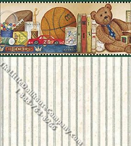 (image for) Boys Room & Stripe Pattern Miniature Wallpaper for Dollhouses