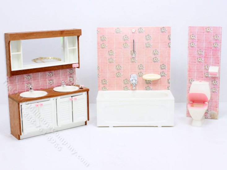 (image for) 1/18th Scale Miniature 3 piece Bathroom Set for Dollhouses