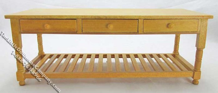 (image for) Miniature Golden Oak Large Table for Dollhouses