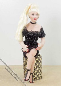 (image for) Blond Haired Woman Wearing a Black Lace Dress by Patsy Thomas