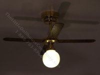 (image for) Dollhouse Scale Model Globe Light Ceiling Fan w/ Wand - Gold