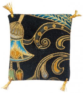 (image for) Dollhouse Scale Model Patterned Black Cat Pillow