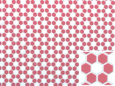 (image for) Dollhouse Scale Model White and Red Small Hexagon Tile Sheet
