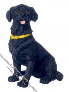 (image for) Dollhouse Scale Model Black Labrador with Yellow Collar