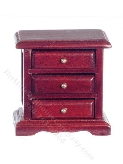 (image for) Miniature 3 Drawer Mahogany Nightstand for Dollhouses