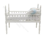(image for) Miniature White Victorian Crib for Dollhouses