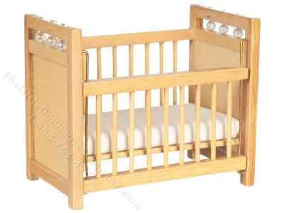 (image for) Miniature Oak Crib for Dollhouses