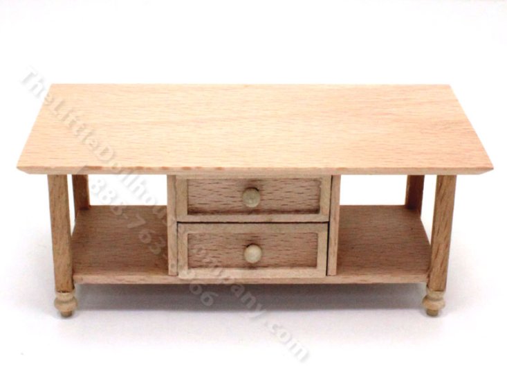Miniature Unfinished Coffee Table for Dollhouses [MJD 883] The Little