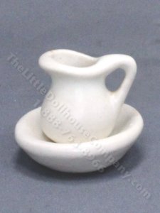 (image for) Miniature Ceramic Pitcher And Bowl For Dollhouses