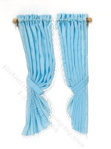 (image for) Miniature Powder Blue Drapes for Dollhouses