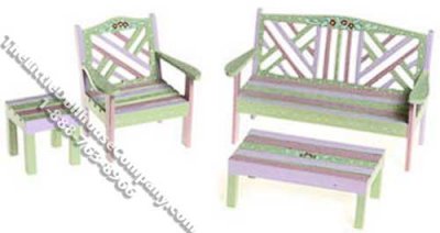 (image for) Miniature 4 Piece Painted Patio Set for Dollhouses