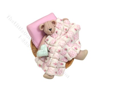 (image for) Vintage Miniature Sleeping Bear in Walnut Figurine for Dollhouses