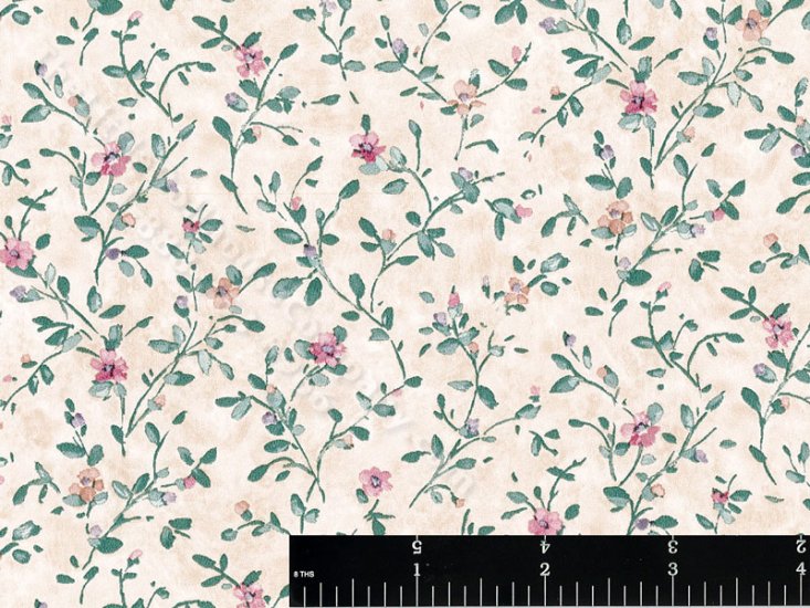(image for) Floral Vine on Peach Miniature Wallpaper for Dollhouse