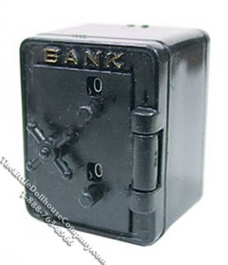 (image for) Miniature Working Safe with 1890's Currency for Dollhouses