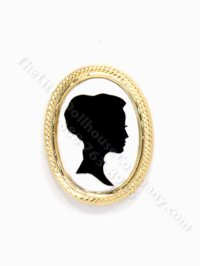 (image for) Miniature Hand-cut Lady's Silhouette in a Braided Gold Frame