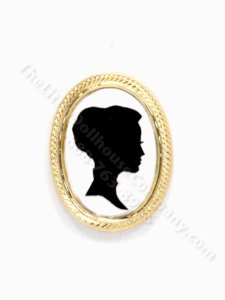 (image for) Miniature Hand-cut Lady's Silhouette in a Braided Gold Frame