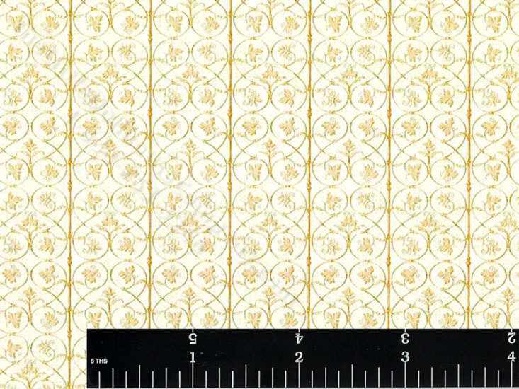 (image for) Dollhouse Scale Model Yellow Filigree Wallpaper