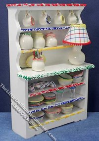 (image for) Miniature White Hutch w/Accessories By Barb for Dollhouses