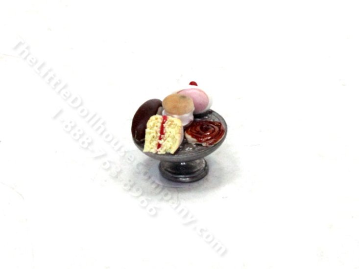 (image for) 1:24 Assorted Cakes on Pewter Stand by Charlotte Willmott