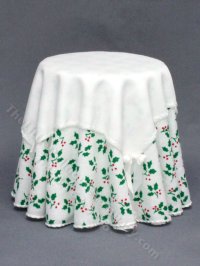 (image for) Miniature Round Table with Holly Tablecloth by Designs by Janet