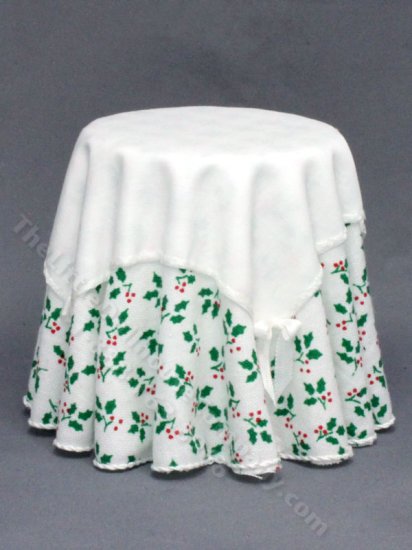 (image for) Miniature Round Table with Holly Tablecloth by Designs by Janet