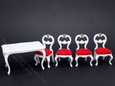 (image for) 1/18th Scale Miniature White Dining Room Set for Dollhouses