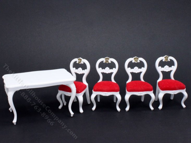 (image for) 1/18th Scale Miniature White Dining Room Set for Dollhouses