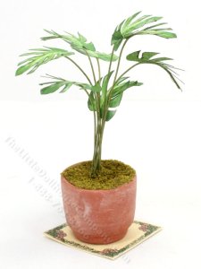 (image for) Miniature Monstera Plant in Round Pot for Dollhouses
