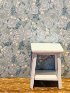 (image for) Dollhouse Scale Model Wallpaper -Wild Grass and Bicycle- 3pc Set