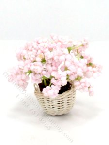 (image for) Miniature Cherry Blossoms in a Woven Basket for Dollhouses