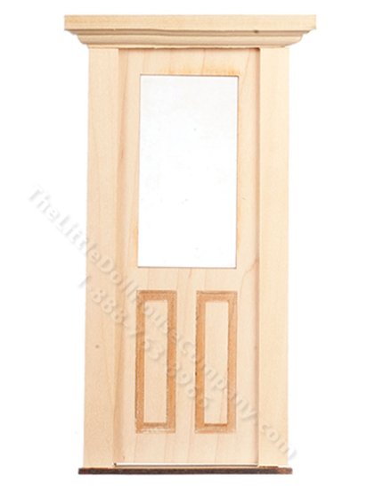 (image for) Dollhouse Unfinished Raised Panel Classical Door w/ Glass Panel