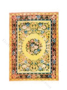 (image for) Miniature Yellow and Blue Floral Rug for Dollhouses