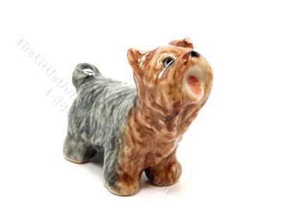 (image for) Miniature Porcelain Yorkshire Terrier Dog Figurine for Dollhouses