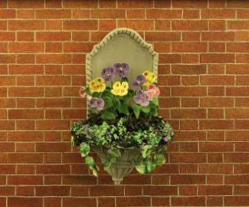 (image for) Hanging planter niche with pansies