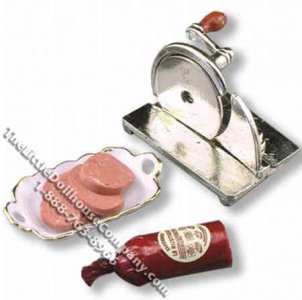 (image for) Miniature Hand Operated Meat Slicer Set for Dollhouses