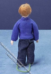 (image for) Miniature Redheaded Child in Blue Sweater by Cindy's Dolls