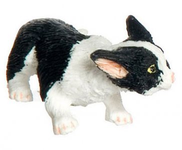 (image for) Dollhouse Black and White Stalking Cat For Dollhouses