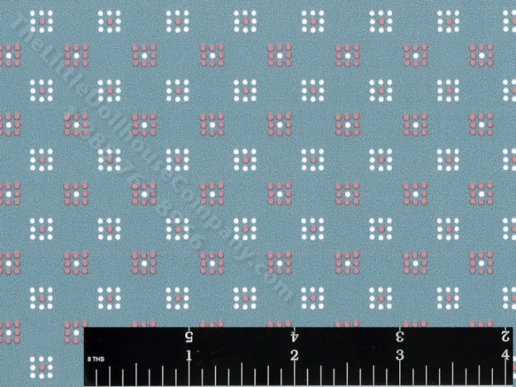 (image for) Pink/White Squares on Blue Miniature Wallpaper for Dollhouses