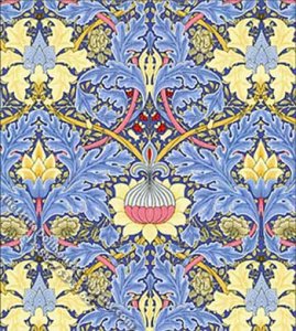(image for) Victorian Morris Blue Pattern Miniature Wallpaper for Dollhouses