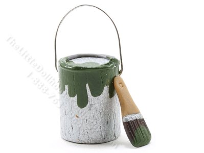 (image for) Miniature Paint Can with Brush - Green